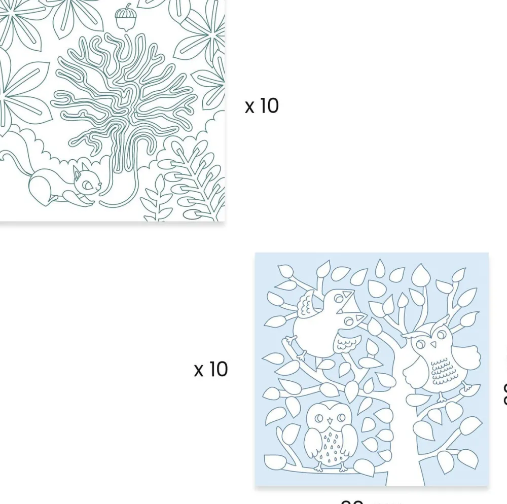 Djeco 10 dibujos para colorear + 10 juegos sorpresa Bosque ·*Niños Juguetes Y Juegos Motricidad Fina