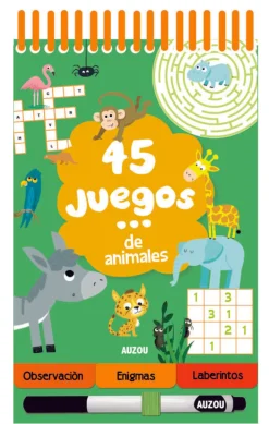 Auzou 45 juegos de Animales*Niños Libros Busca Y Encuentra|Libros Pasatiempos Para Niños Y Niñas