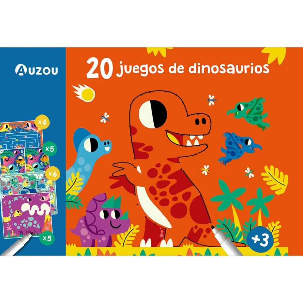 Auzou 20 juegos de dinosaurios*Niños Libros Busca Y Encuentra|Libros Pasatiempos Para Niños Y Niñas