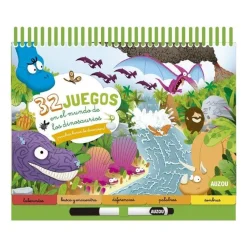 Auzou 32 juegos en el mundo de los dinosaurios*Niños Libros Busca Y Encuentra|Libros Pasatiempos Para Niños Y Niñas