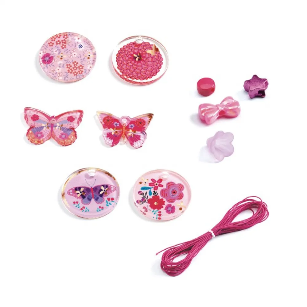 Djeco Abalorios Mariposas ·*Niños Kit De Manualidades|Juguetes De Madera Para Niños