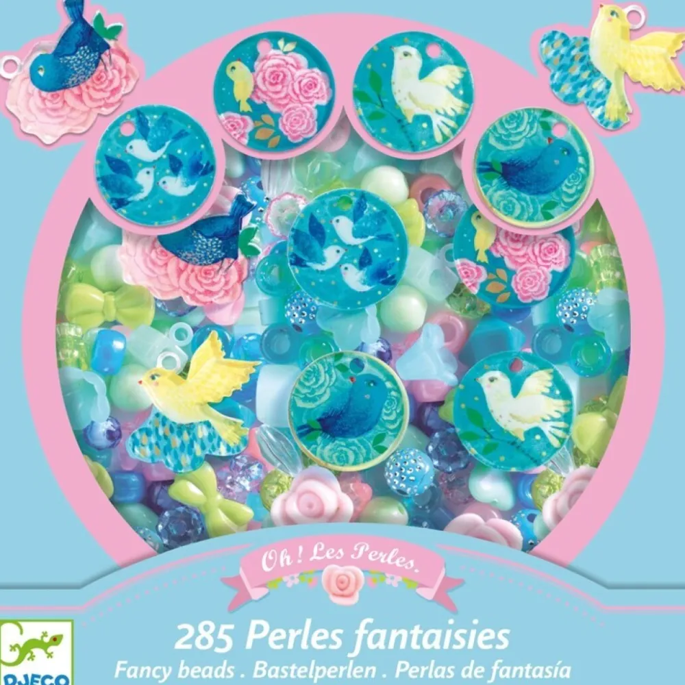 Djeco Abalorios Pájaros ·*Niños Kit De Manualidades|Juguetes De Madera Para Niños