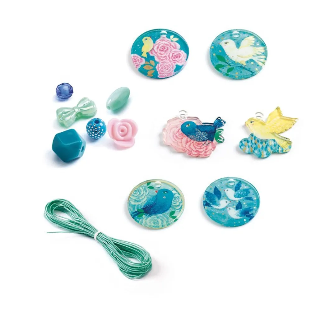 Djeco Abalorios Pájaros ·*Niños Kit De Manualidades|Juguetes De Madera Para Niños
