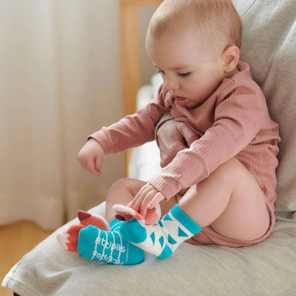 Attipas Stimulation Socks Fox*Niños Juguetes De Estimulación Para Bebé|Sonajeros