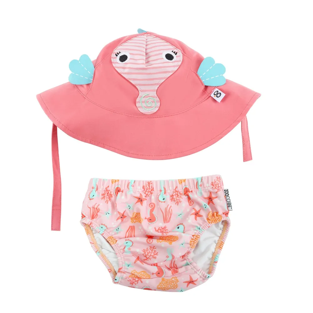 Zoocchini Bañador y gorro Caballito de Mar*Niños Conjuntos De Verano|Bañador Para Niños