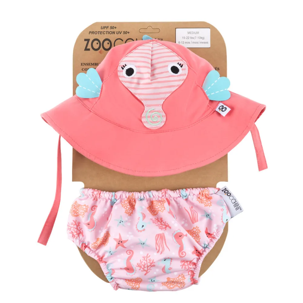 Zoocchini Bañador y gorro Caballito de Mar*Niños Conjuntos De Verano|Bañador Para Niños