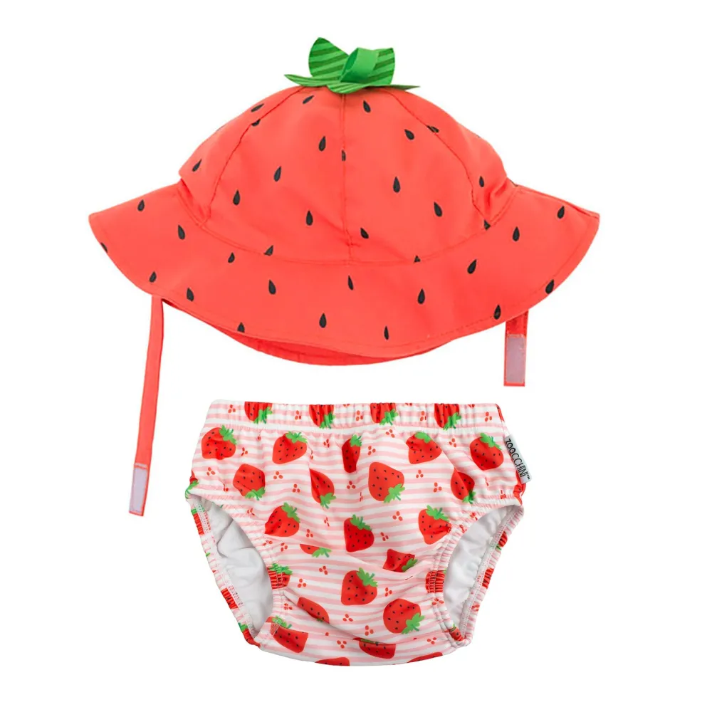 Zoocchini Bañador y gorro Fresa*Niños Conjuntos De Verano|Bañador Para Niños