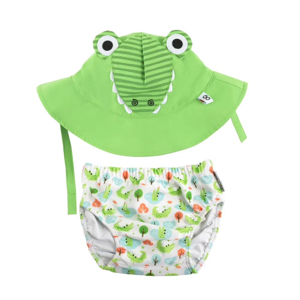 Zoocchini Bañador y gorro Cocodrilo*Niños Conjuntos De Verano|Bañador Para Niños