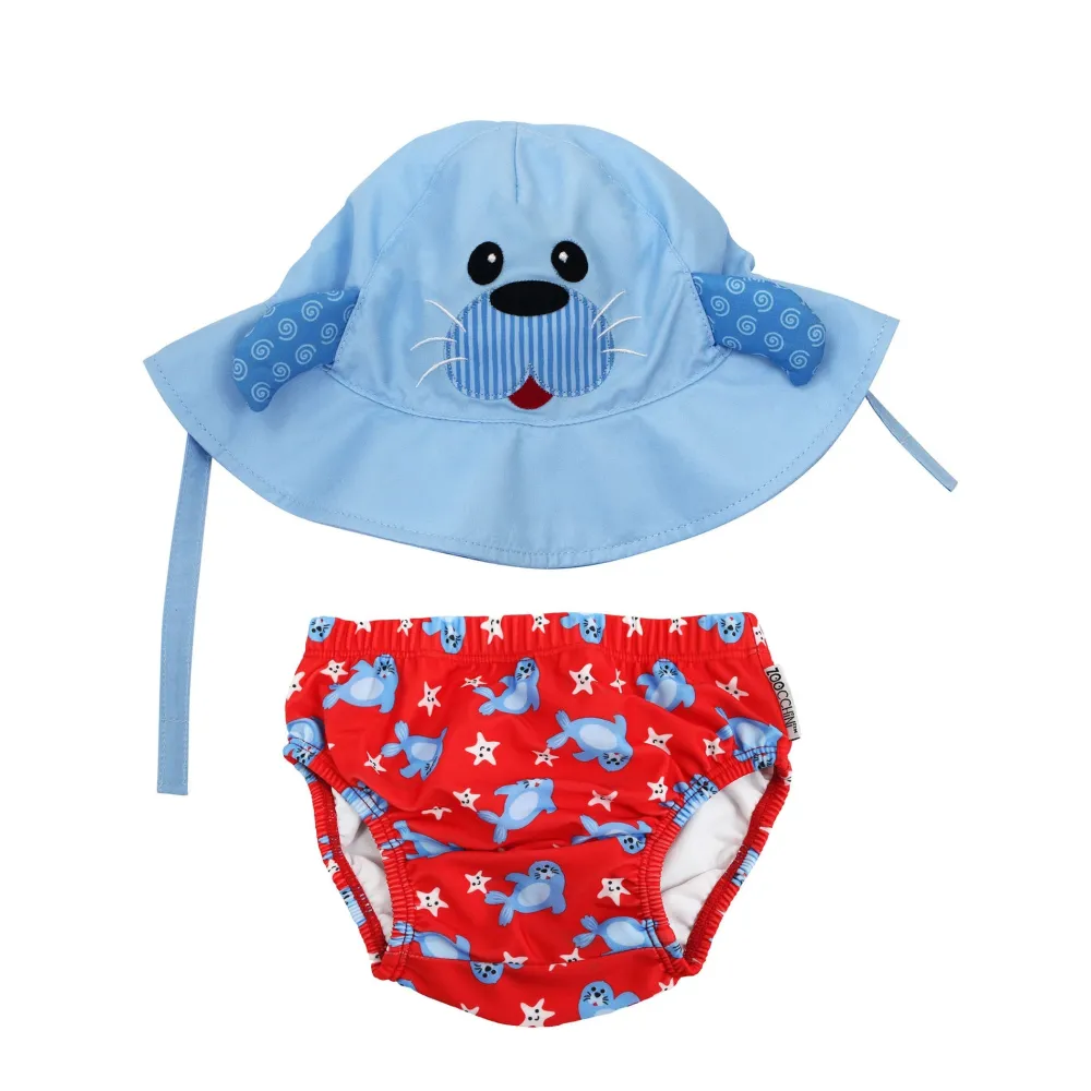 Zoocchini Bañador y gorro Foca*Niños Bañador Para Niños|Bañador Pañal