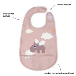 Done by Deer Babero Velcro Happy Clouds Powder ·* Baberos·Baberos De Silicona|Baberos De Silicona