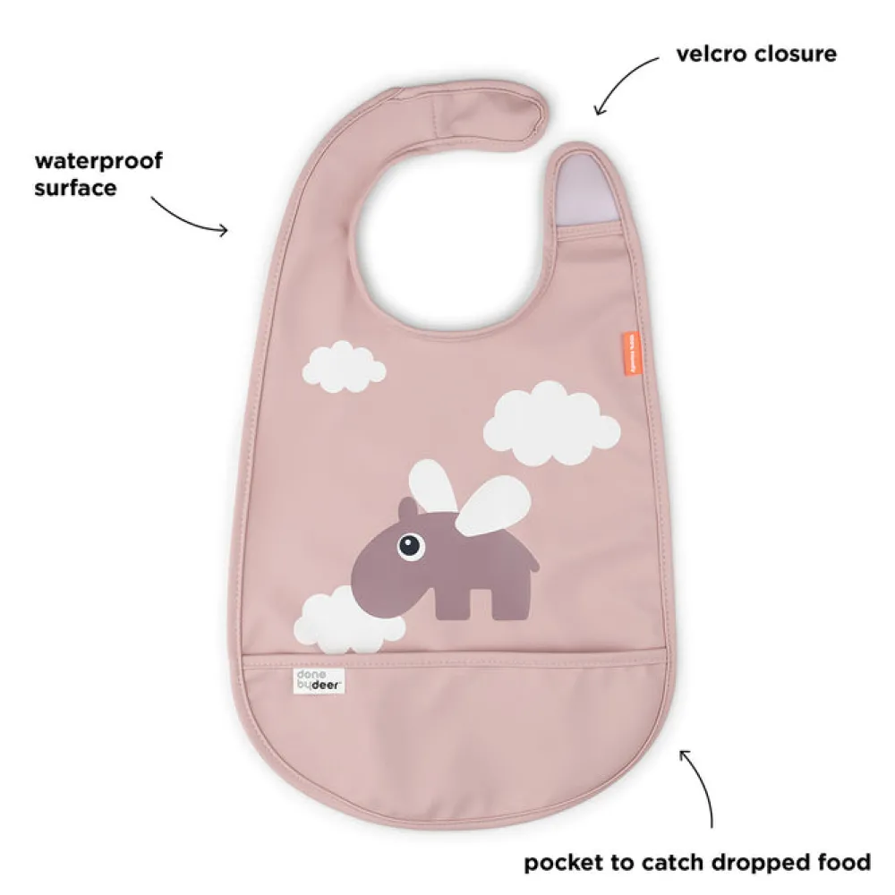 Done by Deer Babero Velcro Happy Clouds Powder ·* Baberos·Baberos De Silicona|Baberos De Silicona