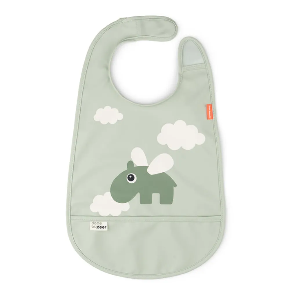 Done by Deer Babero Velcro Happy Clouds Green ·* Baberos·Baberos De Silicona|Baberos De Silicona