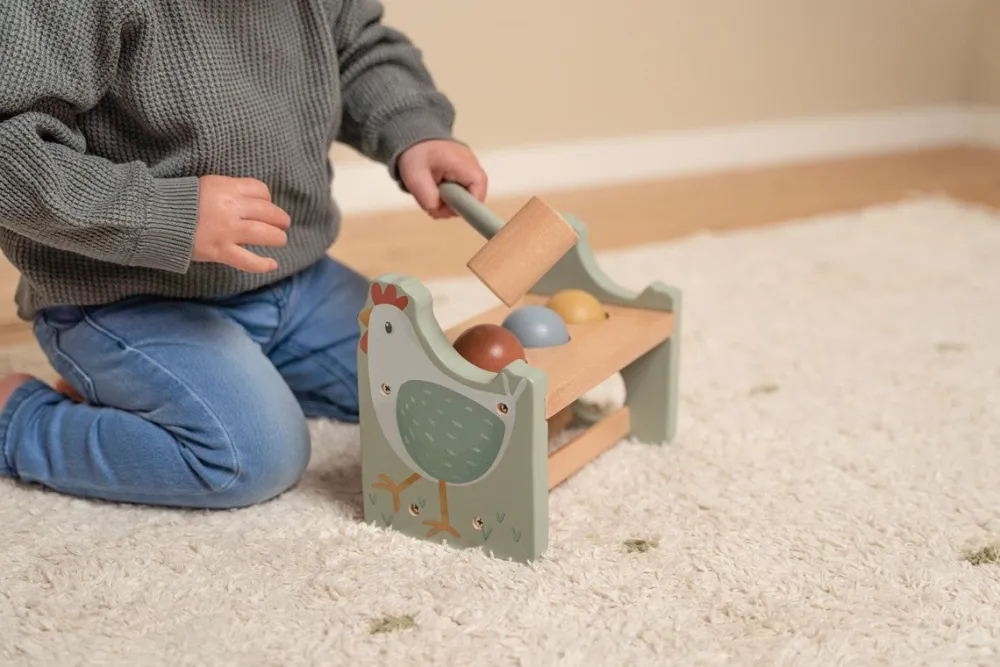 Little Dutch Banco de Golpeo con bolas Little Farm ·*Niños Juguetes Waldorf|Juguetes Montessori