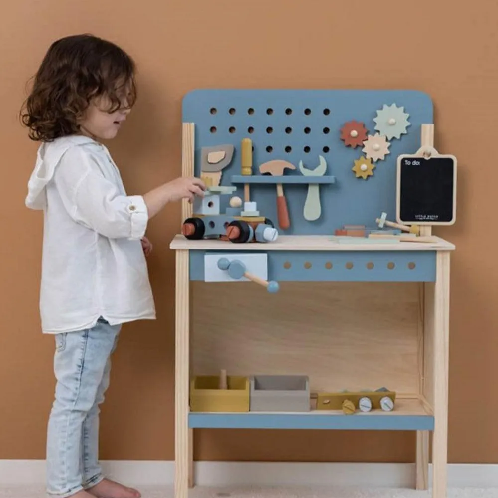 Little Dutch Banco de Trabajo Azul con Herramientas ·*Niños Herramientas De Juguete|Banco De Herramientas De Juguete