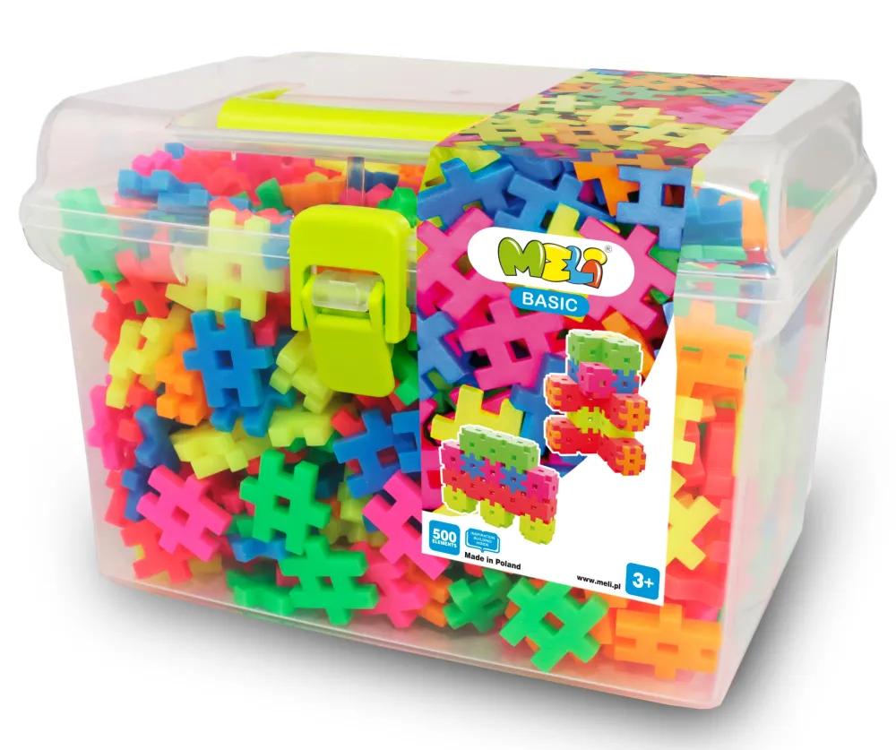 Meli Bloques · Basic Travel Box 500 piezas Neon*Niños Bloques Meli|Juguetes Y Juegos Motricidad Fina