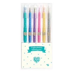 Djeco Bolígrafos de gel con purpurina (6 ud) · Lovely Paper*Niños Bolis, Lápices Y Rotus