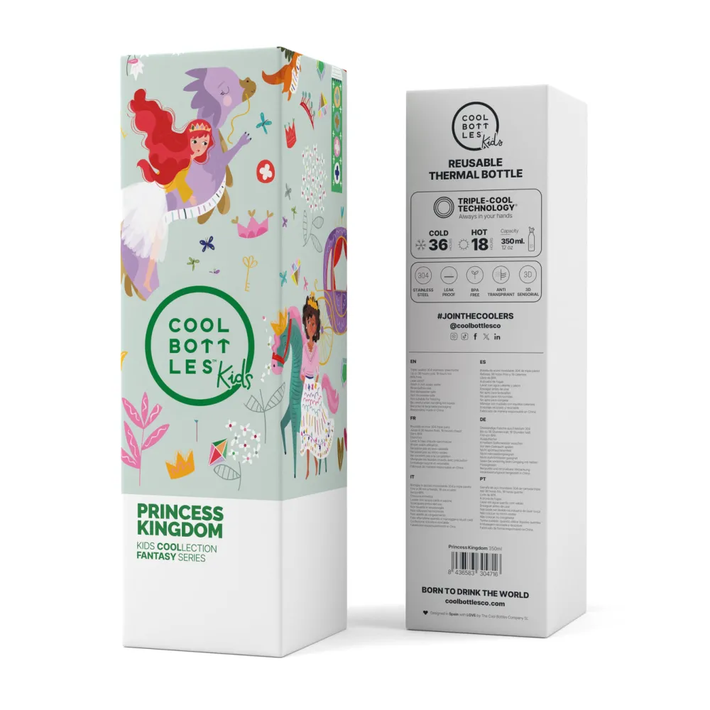 Cool Bottles Botella Acero - Princess Kingdom 350ml ·* Botellas De Agua Termo|Botellas De Agua Para El Cole·Botellas Termo