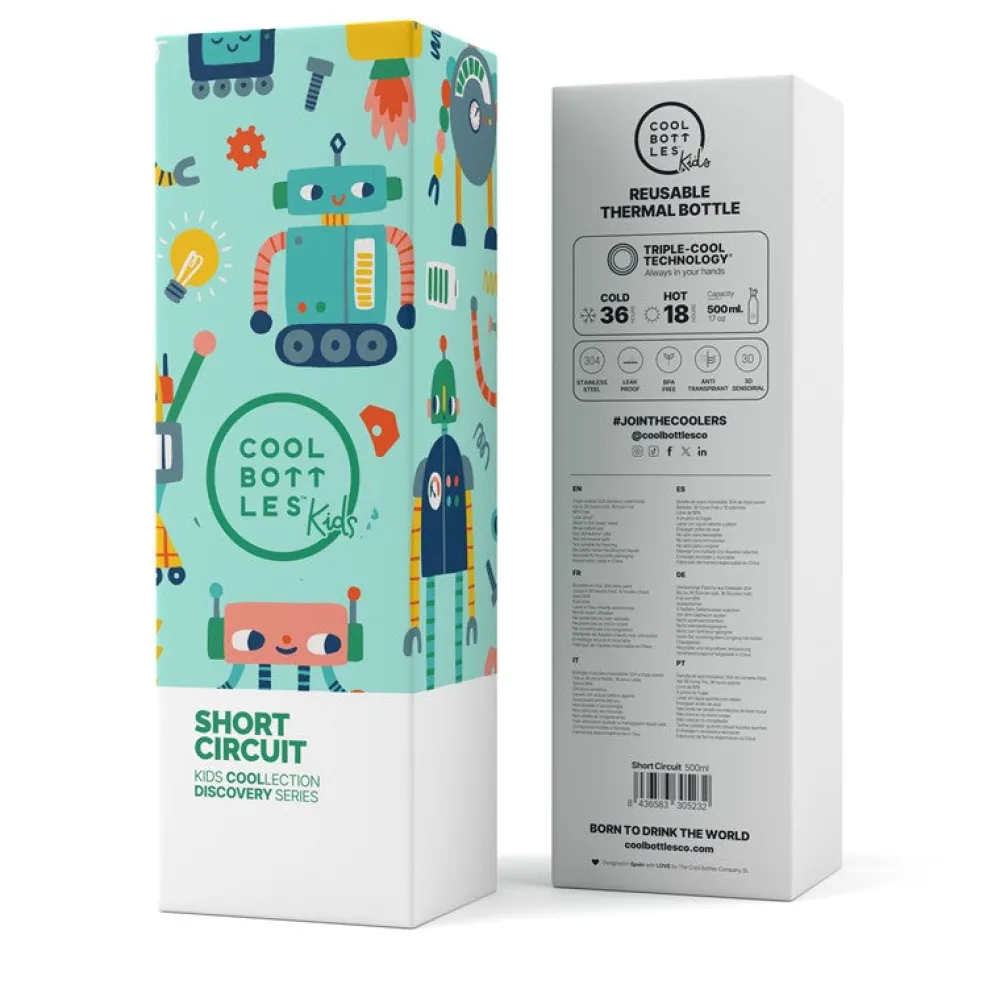 Cool Bottles Botella Acero Short Circuit 500ml ·* Botellas De Agua Termo|Botellas De Agua Para El Cole·Botellas Termo