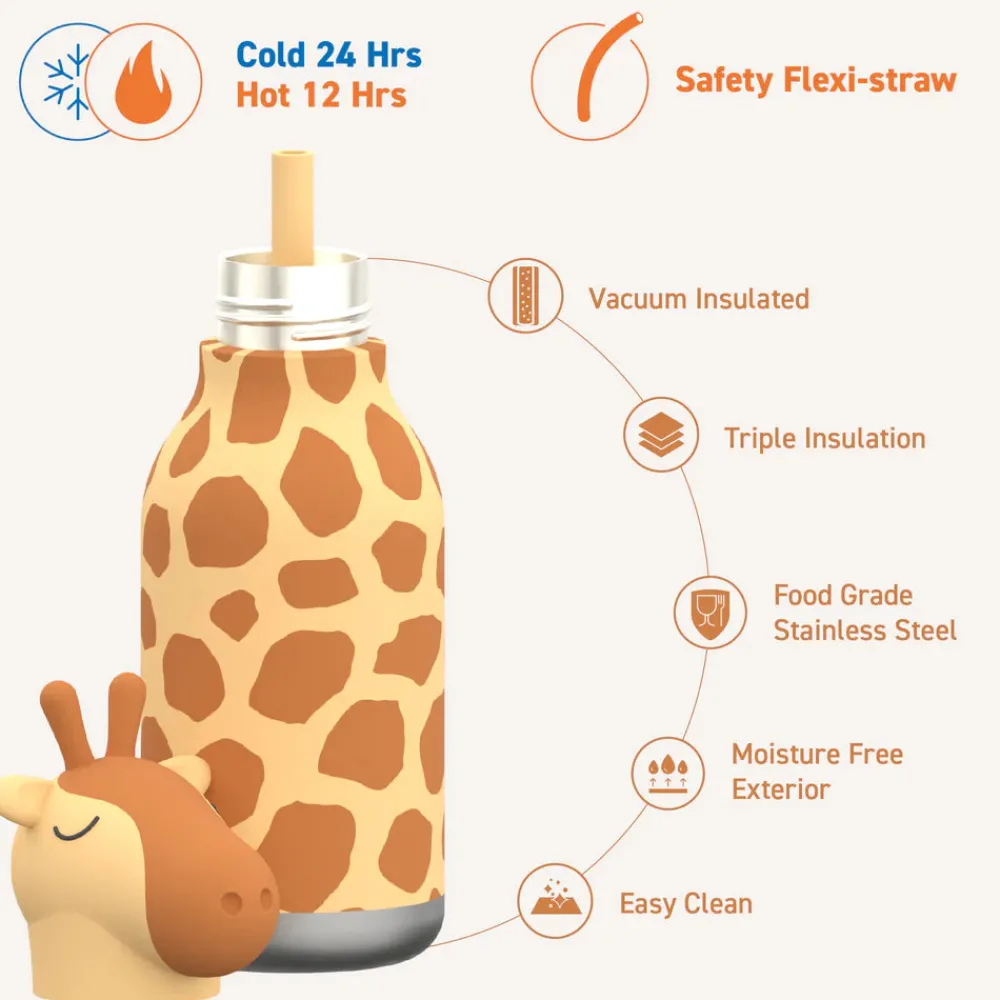 Asobu Botella Bestie Girafa 460ml ·* Botellas De Agua Termo|Botellas De Agua Para El Cole·Botellas Termo