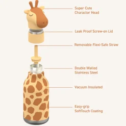 Asobu Botella Bestie Girafa 460ml ·* Botellas De Agua Termo|Botellas De Agua Para El Cole·Botellas Termo