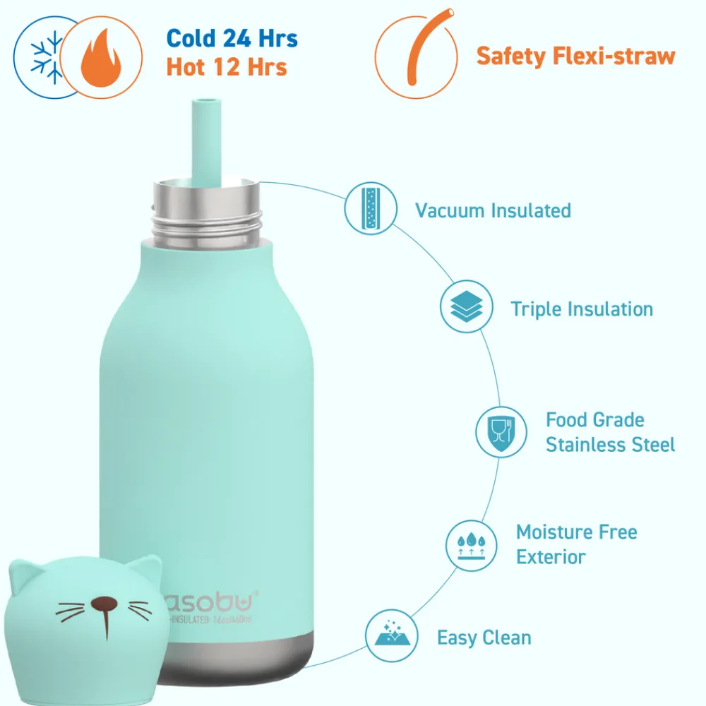 Asobu Botella Bestie Vaca 460ml ·* Botellas De Agua Termo|Botellas De Agua Para El Cole·Botellas Termo