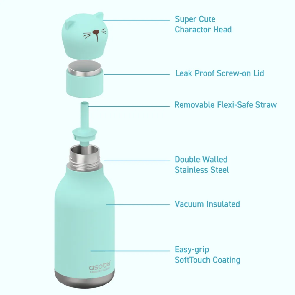 Asobu Botella Bestie Vaca 460ml ·* Botellas De Agua Termo|Botellas De Agua Para El Cole·Botellas Termo