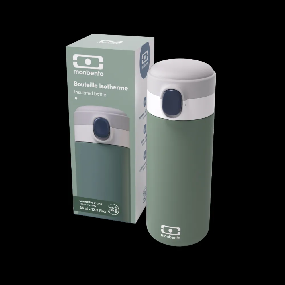 Monbento Botella de Acero Térmica Pop Green ·* Botellas De Agua Termo|Botellas De Agua Para El Cole·Botellas Termo