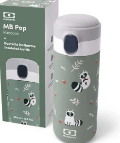 Monbento Botella de Acero Térmica Pop Mapache ·* Botellas De Agua Termo|Botellas De Agua Para El Cole·Botellas Termo