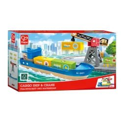 Hape Buque de Carga y Grúa ·*Niños Juguetes Waldorf|Juguetes Montessori