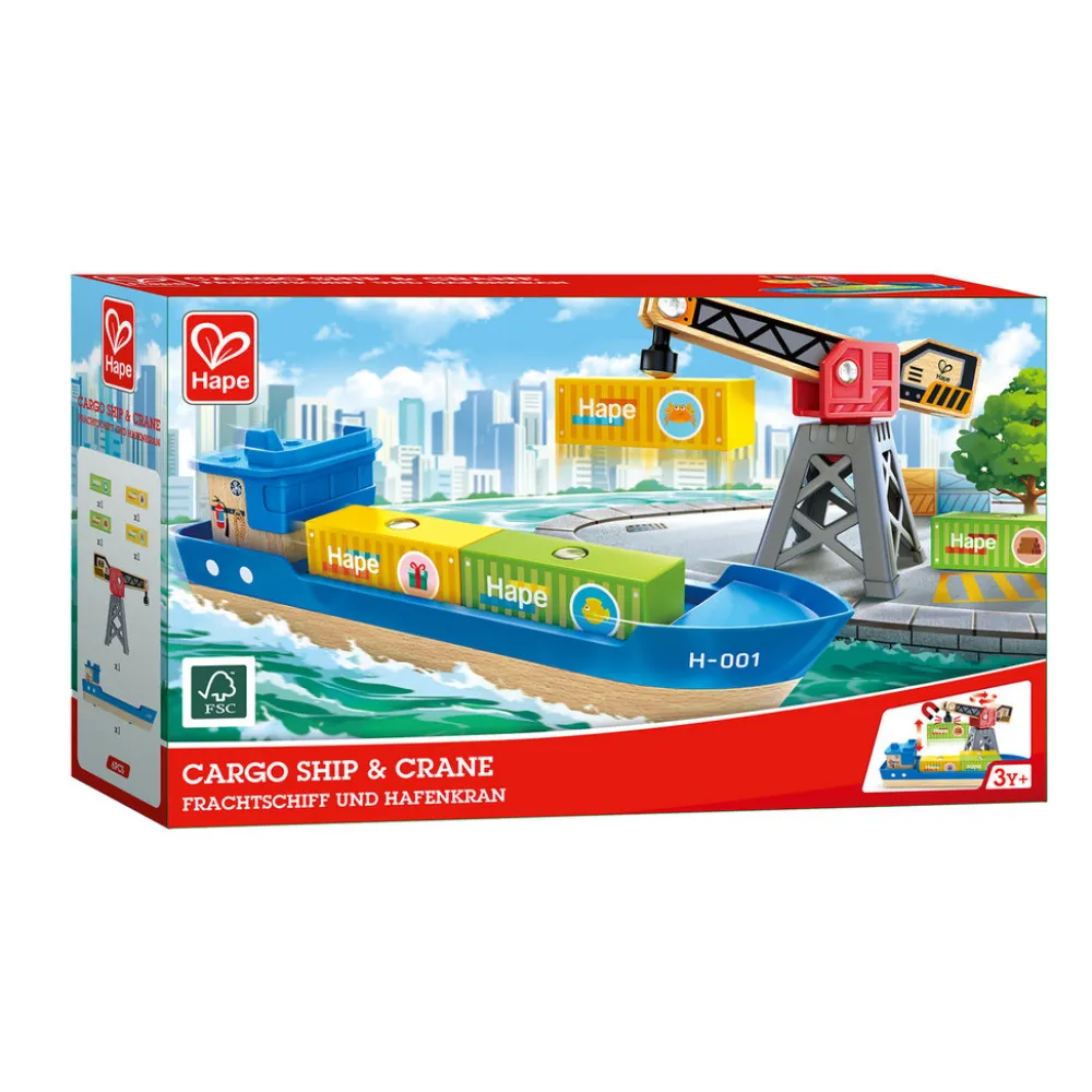 Hape Buque de Carga y Grúa ·*Niños Juguetes Waldorf|Juguetes Montessori