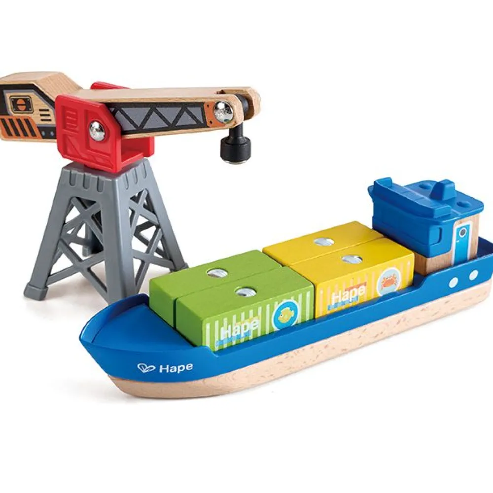 Hape Buque de Carga y Grúa ·*Niños Juguetes Waldorf|Juguetes Montessori
