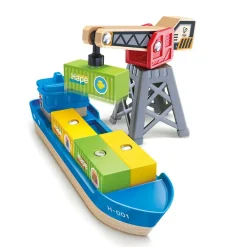 Hape Buque de Carga y Grúa ·*Niños Juguetes Waldorf|Juguetes Montessori