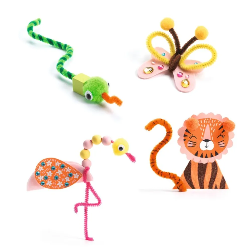 Djeco Caja Creativa Crea animales de la Jungla ·*Niños Kit De Manualidades