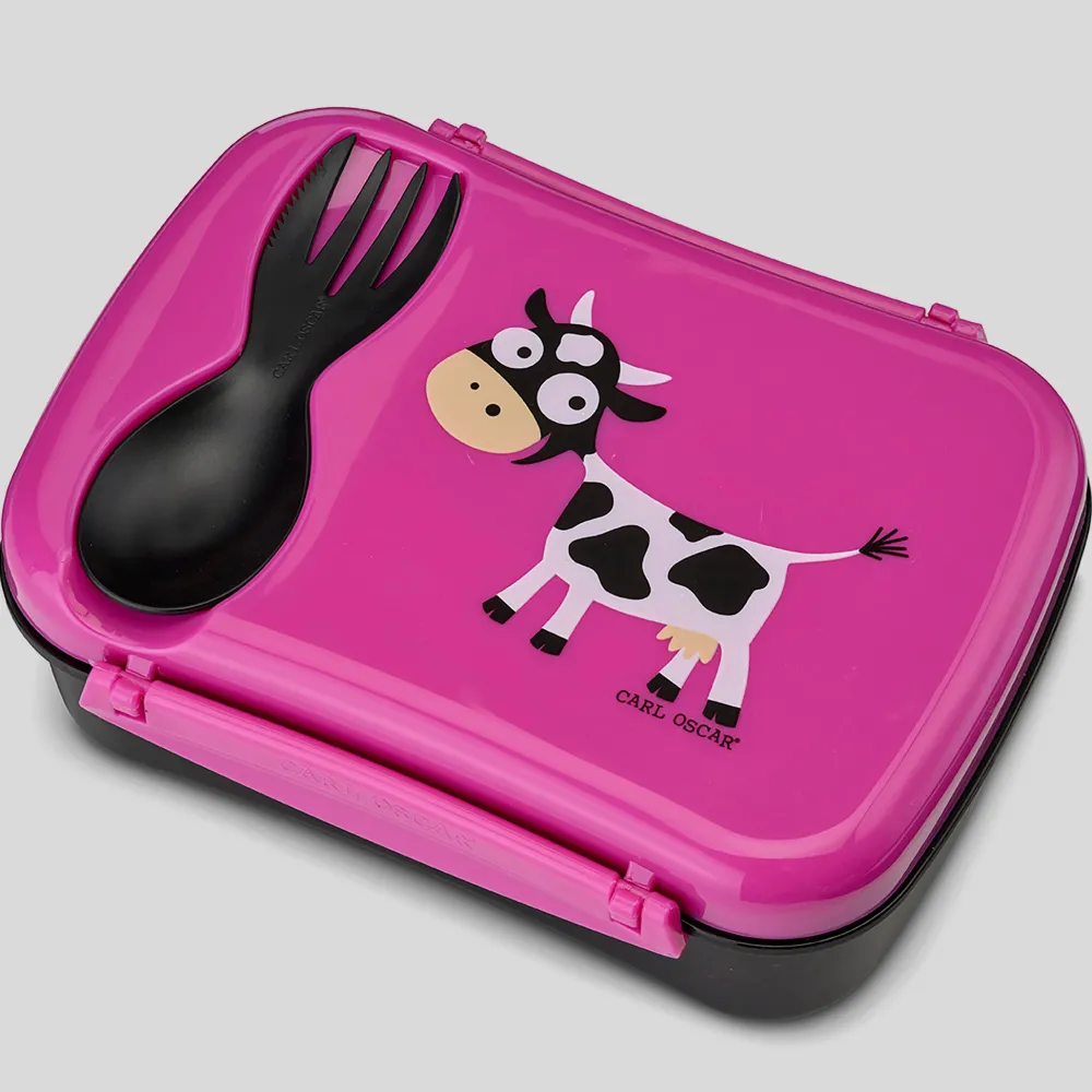 Carl Oscar Caja de Almuerzo N'ice Box Kids Vaca Purple ·* Cajas De Almuerzo Infantil·Tuppers Fresquitos|Cajas De Almuerzo Infantil·Con Compartimentos