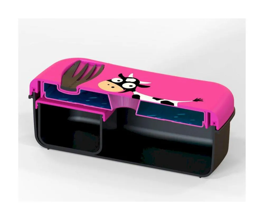 Carl Oscar Caja de Almuerzo N'ice Box Kids Vaca Purple ·* Cajas De Almuerzo Infantil·Tuppers Fresquitos|Cajas De Almuerzo Infantil·Con Compartimentos