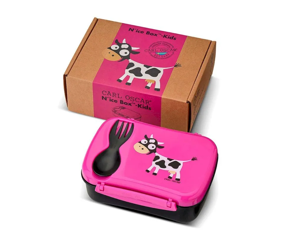 Carl Oscar Caja de Almuerzo N'ice Box Kids Vaca Purple ·* Cajas De Almuerzo Infantil·Tuppers Fresquitos|Cajas De Almuerzo Infantil·Con Compartimentos