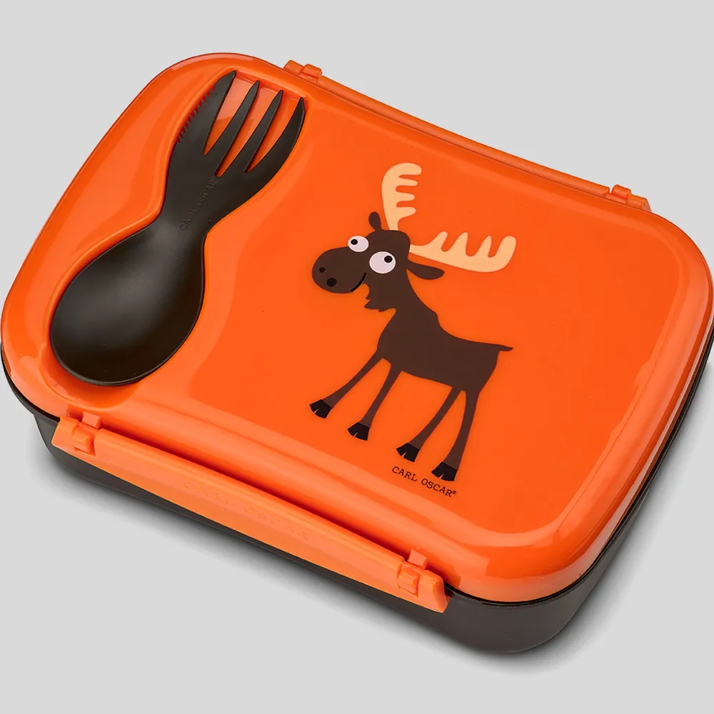 Carl Oscar Caja de Almuerzo N'ice Box Kids Reno Naranja ·* Cajas De Almuerzo Infantil·Tuppers Fresquitos|Cajas De Almuerzo Infantil·Con Compartimentos