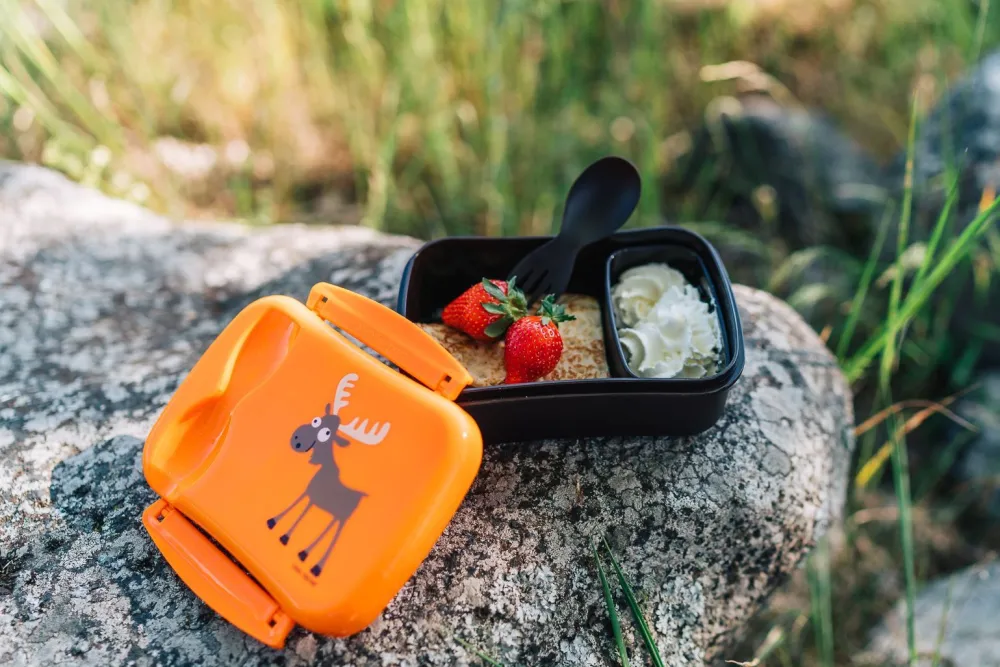Carl Oscar Caja de Almuerzo N'ice Box Kids Reno Naranja ·* Cajas De Almuerzo Infantil·Tuppers Fresquitos|Cajas De Almuerzo Infantil·Con Compartimentos