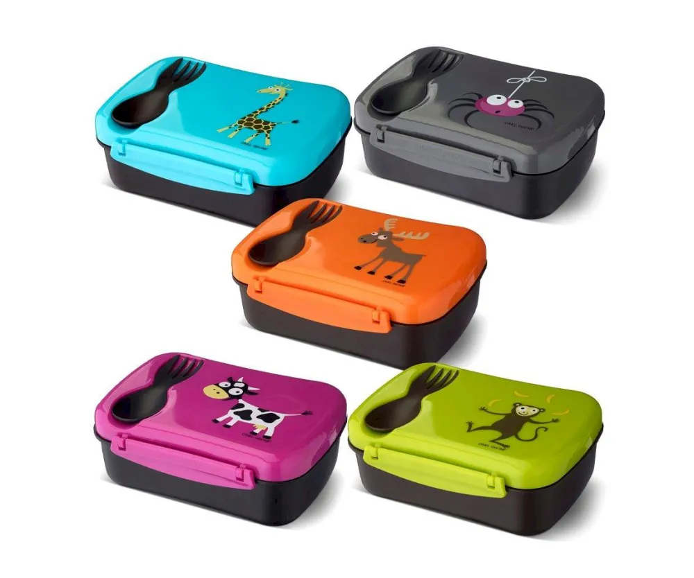 Carl Oscar Caja de Almuerzo N'ice Box Kids Araña Grey ·* Cajas De Almuerzo Infantil·Tuppers Fresquitos|Cajas De Almuerzo Infantil·Con Compartimentos
