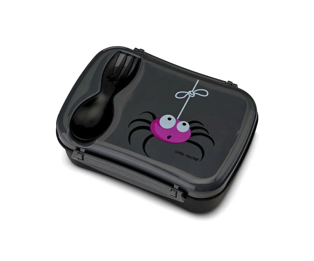 Carl Oscar Caja de Almuerzo N'ice Box Kids Araña Grey ·* Cajas De Almuerzo Infantil·Tuppers Fresquitos|Cajas De Almuerzo Infantil·Con Compartimentos
