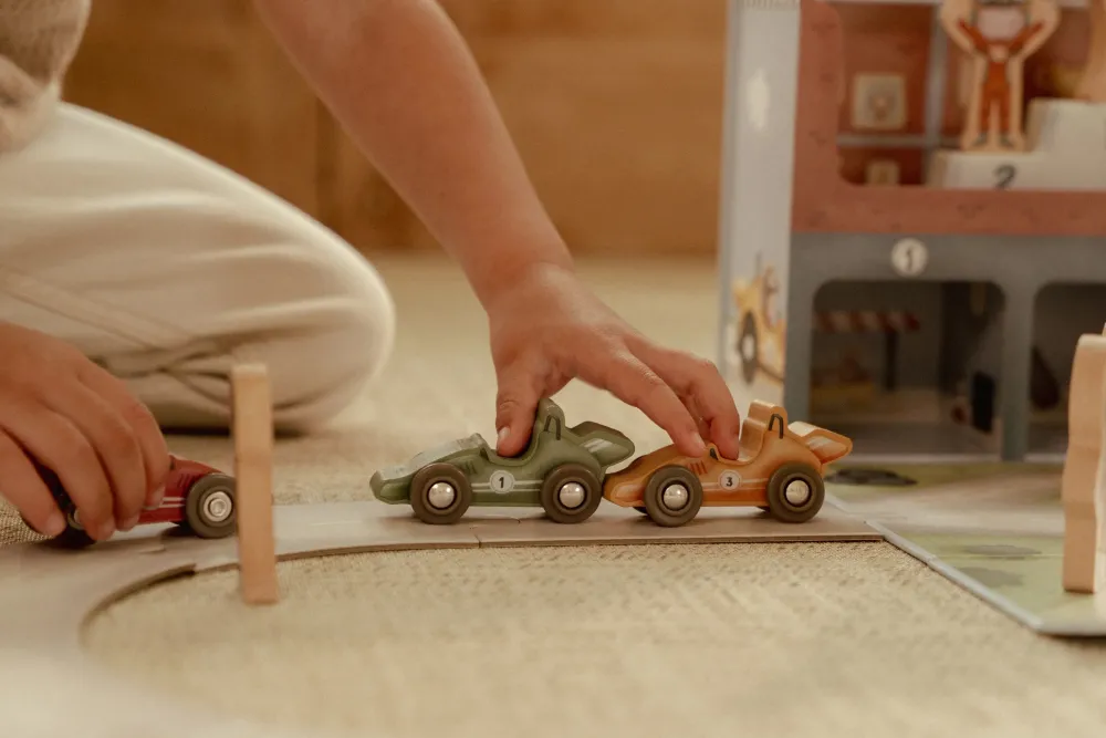 Little Dutch Caja de juego con Pista de Carreras ·*Niños Coches De Madera De Juguete Para Bebés|Coches De Juguete Para Bebés