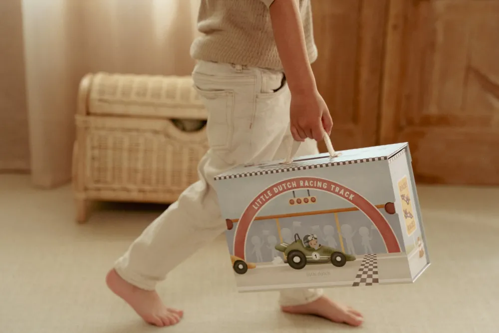 Little Dutch Caja de juego con Pista de Carreras ·*Niños Coches De Madera De Juguete Para Bebés|Coches De Juguete Para Bebés