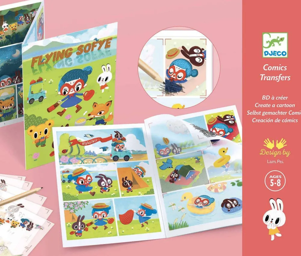 Djeco Calcomanía Comic Flying Sofye ·*Niños Kit De Manualidades