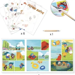 Djeco Calcomanía Comic Flying Sofye ·*Niños Kit De Manualidades
