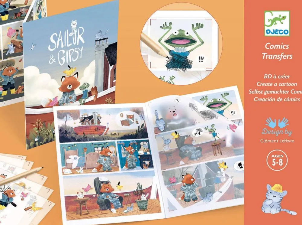 Djeco Calcomanía Comic Sailor & Gipsy ·*Niños Kit De Manualidades