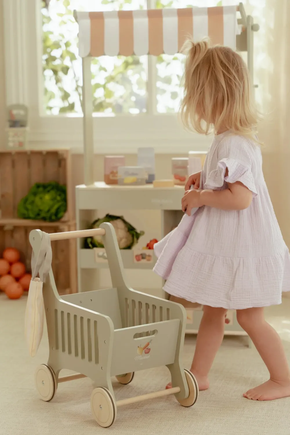 Little Dutch Carrito de la Compra FSC ·*Niños Cocinas De Madera Y Accesorios Juguete|Juguetes Waldorf