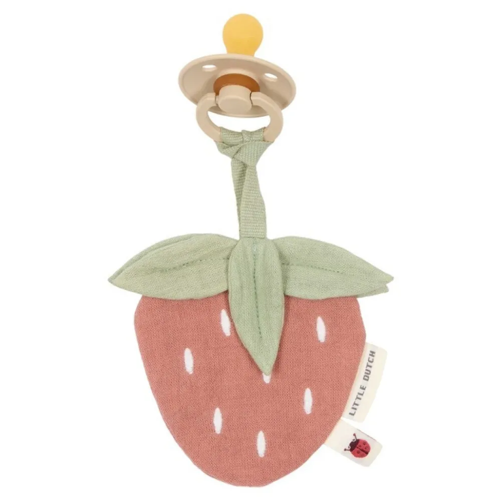 Little Dutch Chupetero de muselina Fresa ·*Niños Chupeteros|Sujetachupetes