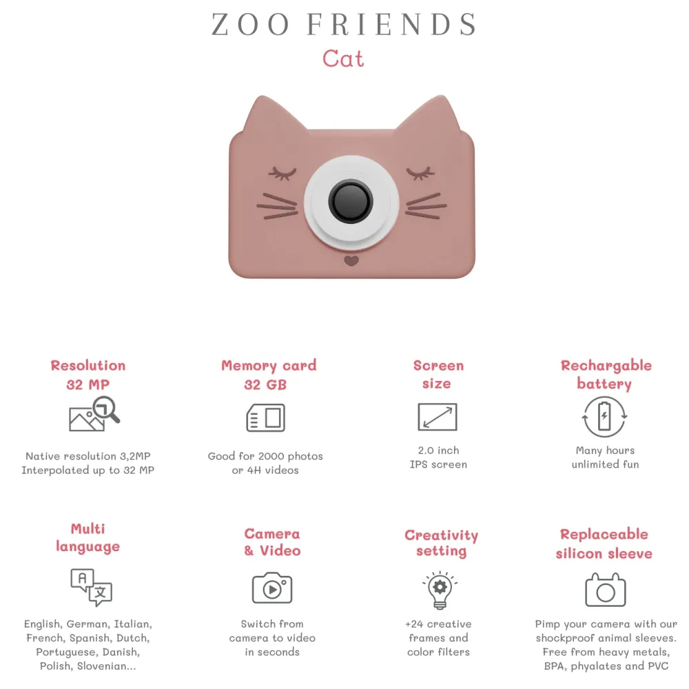 The Zoofamily Cámara Fotográfica Zoo Friends Cat ·*Niños Cámaras Infantiles