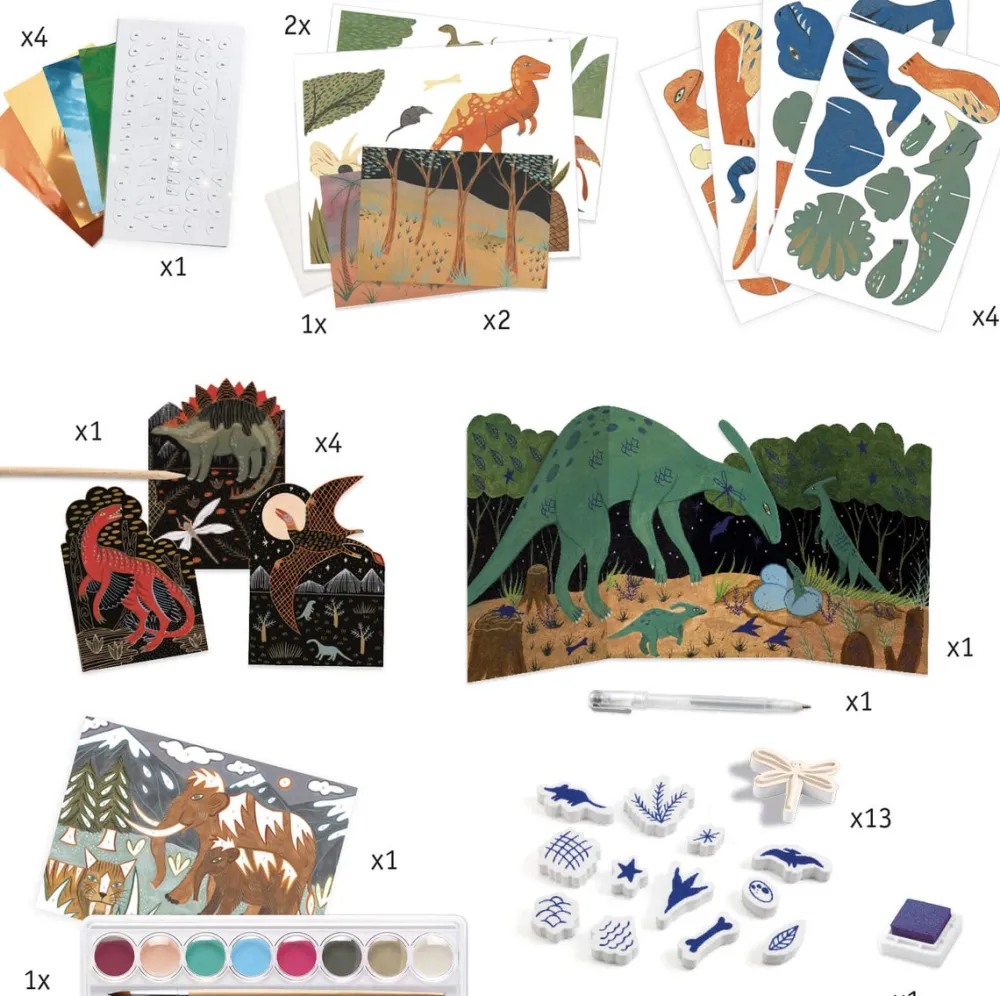 Djeco Cofre multiactividad El mundo de los dinosaurios ·*Niños Kit De Manualidades