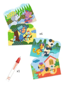 Djeco Colorear Mágico con agua Escondido afuera ·*Niños Libros Mágicos Para Pintar Con Agua|Libros Mágicos Para Pintar Con Agua
